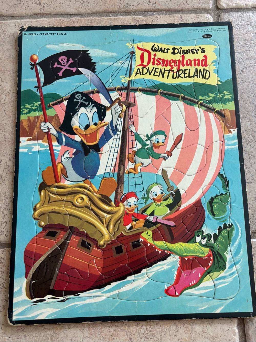 Vintage Walt Disney Disneyland Adventureland Tray Puzzle Donald Duck 1950s